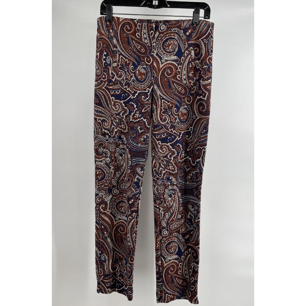 Chicos Printed Pants Size Chico 0 (US‎ S 4) Stretch Poplin Womens Boho 70s Soft
